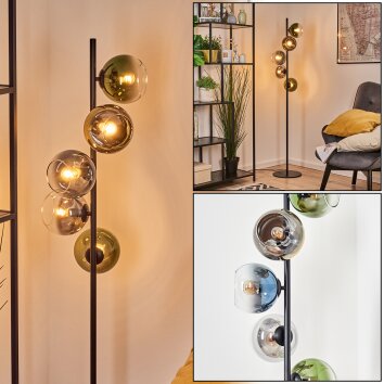 Koyoto Stehleuchte Glas 15 cm Blau, Gold, Grün, Klar, Rauchfarben, 5-flammig