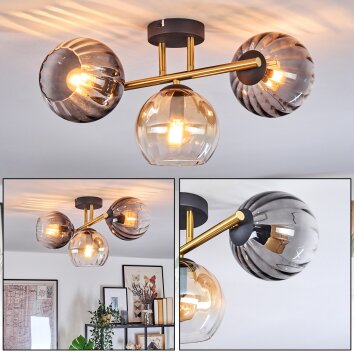 Koyoto Deckenleuchte Glas 15 cm Gold, Schwarz, 3-flammig