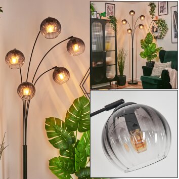 Koyoto Stehleuchte Glas 15 cm Klar, Rauchfarben, 5-flammig