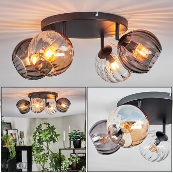 Koyoto Deckenleuchte Glas 15 cm Bernsteinfarben, Klar, Rauchfarben, 4-flammig