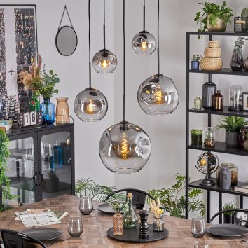 Ripoll Hängeleuchte Glas 15 cm, 20 cm, 25 cm, 30 cm Klar, Rauchfarben, 5-flammig