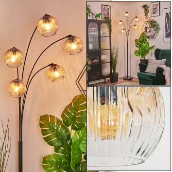 Ripoll Stehleuchte Glas 15 cm Bernsteinfarben, Klar, 5-flammig