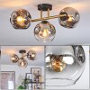 Ripoll Deckenleuchte Glas 15 cm Gold, Schwarz, 3-flammig