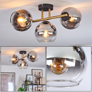 Koyoto Deckenleuchte Glas 15 cm Gold, Schwarz, 3-flammig