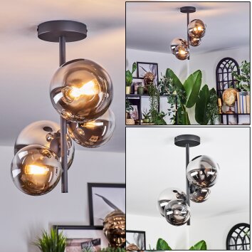 Chehalis Deckenleuchte Glas 12 cm, 15 cm Chrom, Klar, Rauchfarben, 4-flammig