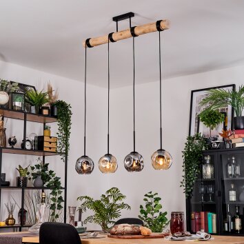 Ripoll Hängeleuchte Glas 15 cm Naturfarben, Schwarz, 4-flammig