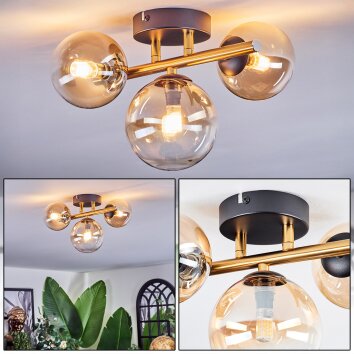 Chehalis Deckenleuchte Glas 10 cm, 12 cm Gold, Schwarz, 3-flammig