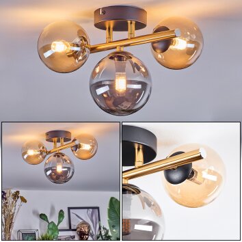 Chehalis Deckenleuchte Glas 10 cm, 12 cm Gold, Schwarz, 3-flammig