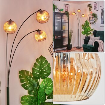 Ripoll Stehleuchte Glas 15 cm Bernsteinfarben, 3-flammig