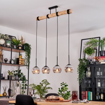 Ripoll Hängeleuchte Glas 15 cm Naturfarben, Schwarz, 4-flammig