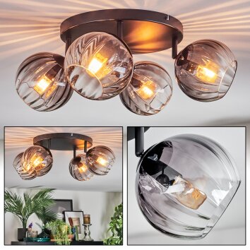 Koyoto Deckenleuchte Glas 15 cm Klar, Rauchfarben, 4-flammig