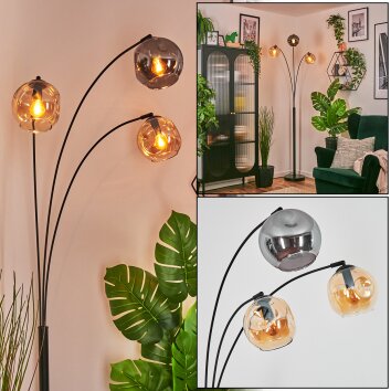 Ripoll Stehleuchte Glas 15 cm Bernsteinfarben, Rauchfarben, 3-flammig