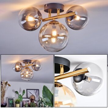 Chehalis Deckenleuchte Glas 12 cm, 15 cm Gold, Schwarz, 3-flammig