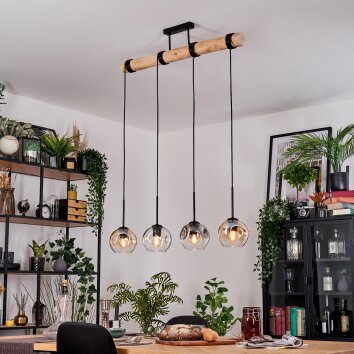 Ripoll Hängeleuchte Glas 15 cm Naturfarben, Schwarz, 4-flammig