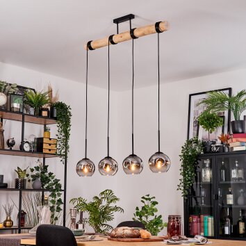 Ripoll Hängeleuchte Glas 15 cm Naturfarben, Schwarz, 4-flammig
