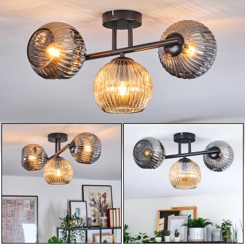 Ripoll Deckenleuchte Glas 15 cm Bernsteinfarben, Rauchfarben, 3-flammig