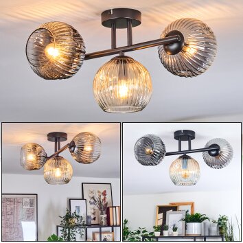 Ripoll Deckenleuchte Glas 15 cm Bernsteinfarben, Klar, Rauchfarben, 3-flammig