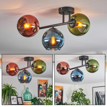 Koyoto Deckenleuchte Glas 15 cm Blau, Grün, Kupferfarben, 3-flammig