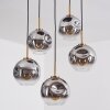 Ripoll Hängeleuchte Glas 20 cm Gold, Schwarz, 5-flammig