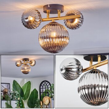 Chehalis Deckenleuchte Glas 10 cm, 15 cm Gold, Schwarz, 3-flammig