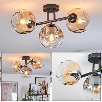 Ripoll Deckenleuchte Glas 15 cm Bernsteinfarben, Klar, Rauchfarben, 3-flammig