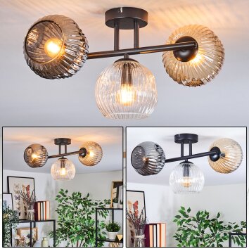 Ripoll Deckenleuchte Glas 15 cm Bernsteinfarben, Klar, Rauchfarben, 3-flammig