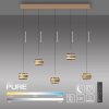Paul Neuhaus PURE Falling Rings Pendelleuchte LED Bronze, Chrom, 5-flammig, Fernbedienung