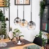 Ripoll Hängeleuchte Glas 15 cm Naturfarben, Schwarz, 3-flammig