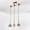 Ripoll Hängeleuchte Glas 15 cm Naturfarben, Schwarz, 3-flammig