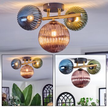 Chehalis Deckenleuchte Glas 12 cm, 15 cm Gold, Schwarz, 3-flammig