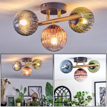 Chehalis Deckenleuchte Glas 10 cm Gold, Schwarz, 3-flammig