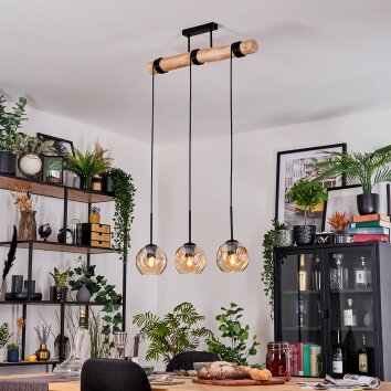 Ripoll Hängeleuchte Glas 15 cm Naturfarben, Schwarz, 3-flammig