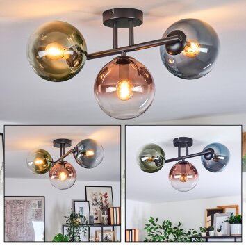 Gastor Deckenleuchte Glas 15 cm Blau, Grün, Klar, Kupferfarben, 3-flammig