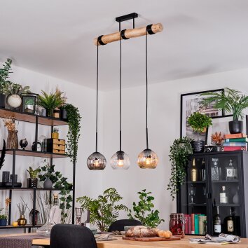 Ripoll Hängeleuchte Glas 15 cm Naturfarben, Schwarz, 3-flammig
