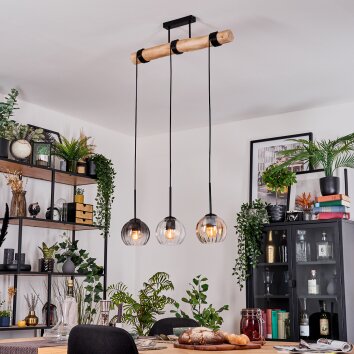 Koyoto Hängeleuchte Glas 15 cm Naturfarben, Schwarz, 3-flammig