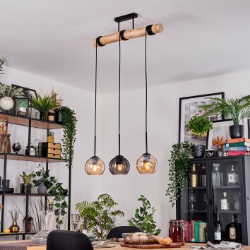 Koyoto Hängeleuchte Glas 15 cm Naturfarben, Schwarz, 3-flammig