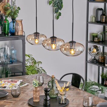 Mertola Hängeleuchte Glas 20 cm Bernsteinfarben, Klar, 3-flammig