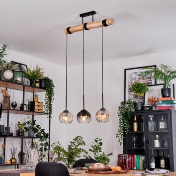 Koyoto Hängeleuchte Glas 15 cm Naturfarben, Schwarz, 3-flammig