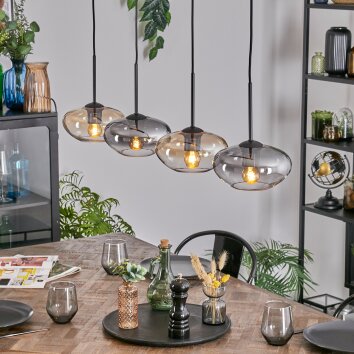 Mertola Hängeleuchte Glas 20 cm Bernsteinfarben, Klar, Rauchfarben, 4-flammig