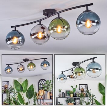 Gastor Deckenleuchte Glas 15 cm Blau, Chrom, Grün, Klar, Rauchfarben, 4-flammig