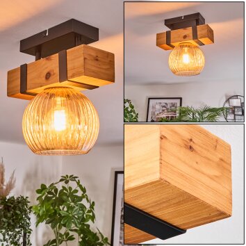 Sernadelo Deckenleuchte Glas 15 cm Naturfarben, Schwarz, 1-flammig