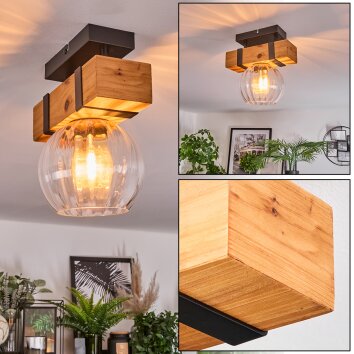 Sernadelo Deckenleuchte Glas 15 cm Naturfarben, Schwarz, 1-flammig