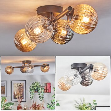 Chehalis Deckenleuchte Glas 10 cm Bernsteinfarben, Klar, Rauchfarben, 4-flammig