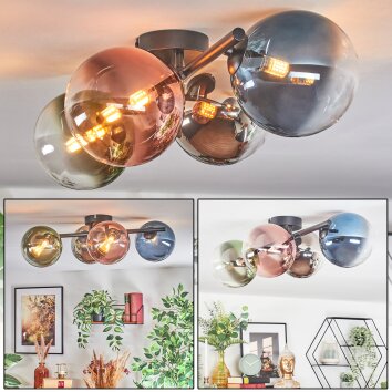 Chehalis Deckenleuchte Glas 15 cm Blau, Chrom, Grün, Klar, Kupferfarben, Rauchfarben, 4-flammig