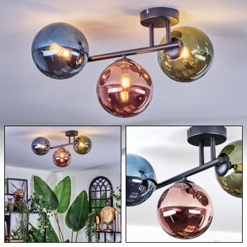 Chehalis Deckenleuchte Glas 15 cm Blau, Grün, Kupferfarben, 3-flammig