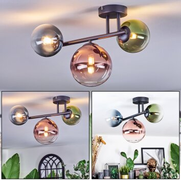 Chehalis Deckenleuchte Glas 12 cm, 15 cm Blau, Grün, Klar, Kupferfarben, 3-flammig