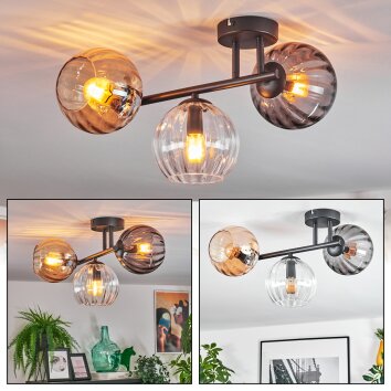Koyoto Deckenleuchte Glas 15 cm Bernsteinfarben, Klar, Rauchfarben, 3-flammig