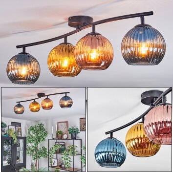 Koyoto Deckenleuchte Glas 15 cm Blau, Gold, Kupferfarben, 4-flammig