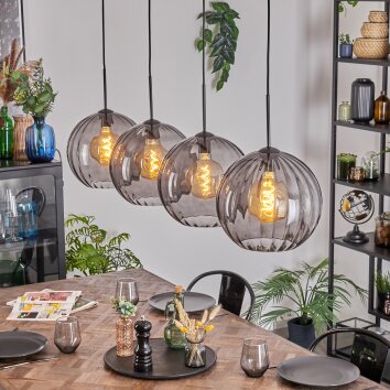 Koyoto Hängeleuchte Glas 30 cm Rauchfarben, 4-flammig