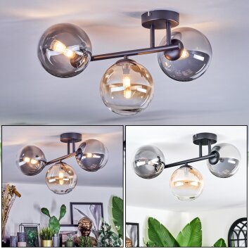 Chehalis Deckenleuchte Glas 15 cm Bernsteinfarben, Klar, Rauchfarben, 3-flammig